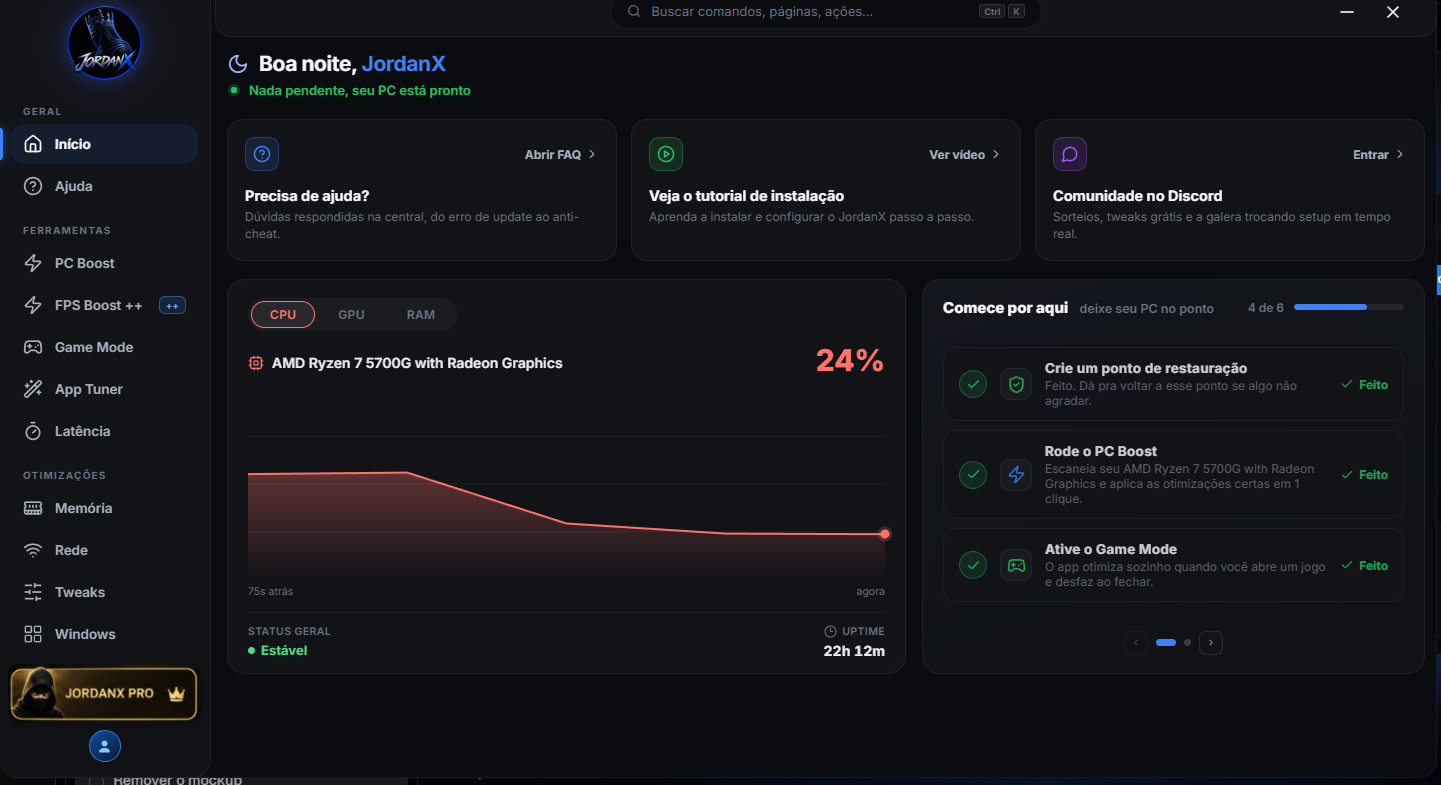 JordanX Optimizer — Início